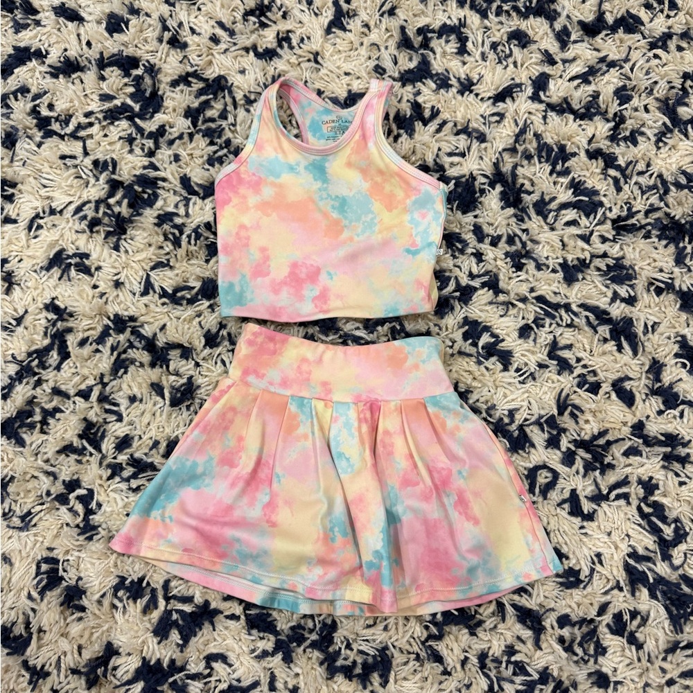 Caden Lane Pastel Tie-Dye Pink Blue Yellow Kids Matching Set